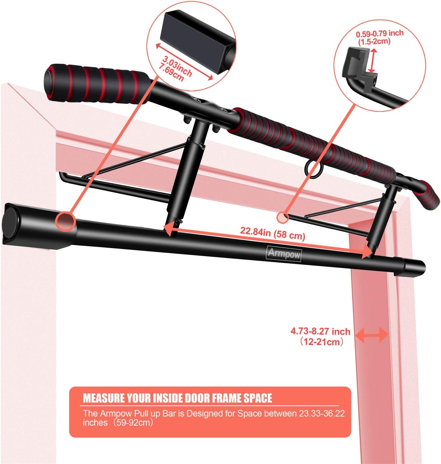 Pull up Bar Chin up Bar for Doorway, Multifunctional Pull-Up Bar, Workout Pullups Bar for Home Gym Upper Body Workout