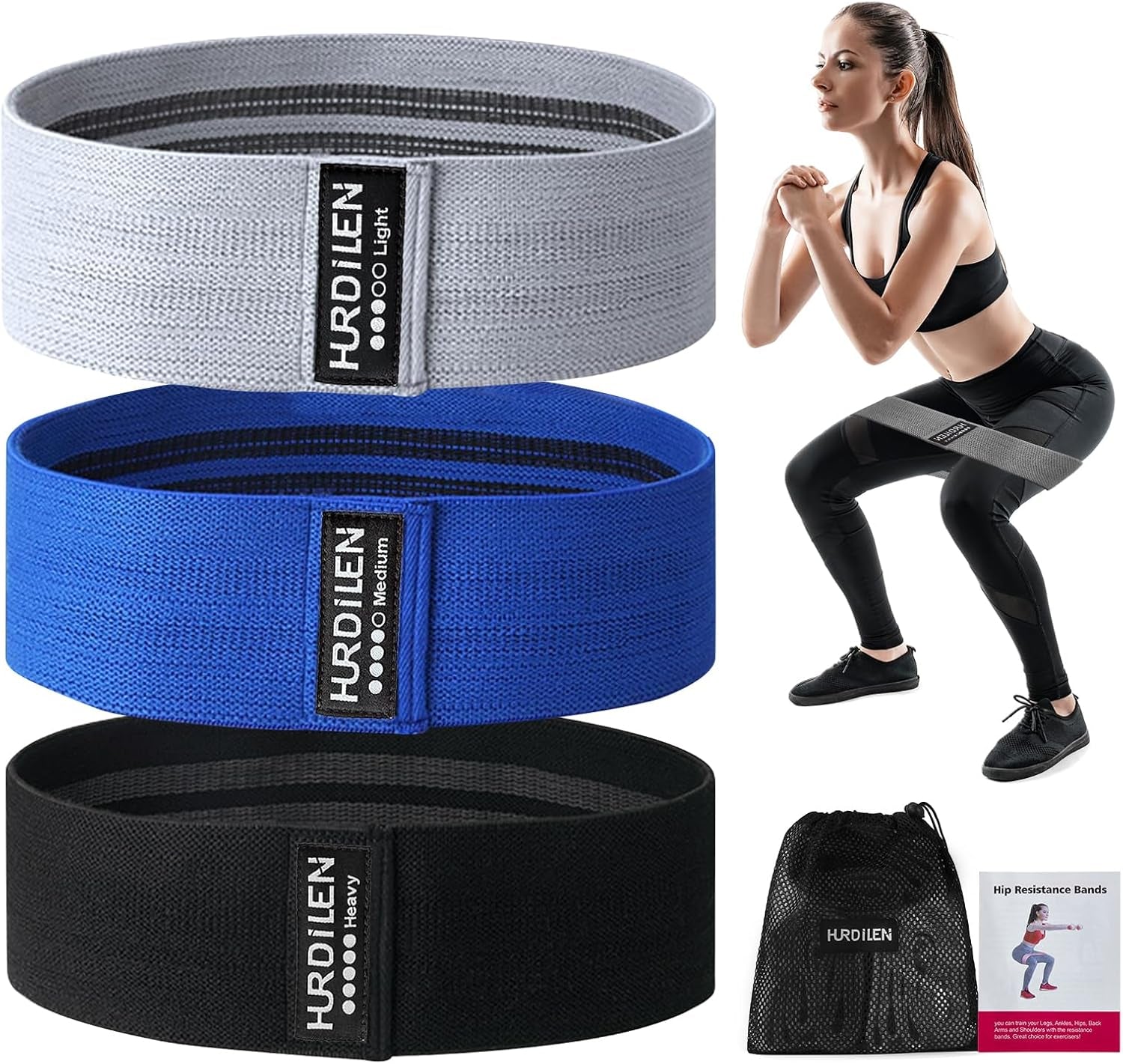 Resistance Bands for Working Out, Exercise Workout Bands for Women & Men, 3 Levels Elastic Stretch Bands for Exercise with Carry Bag for Physical Therapy, Home Fitness, Strength Training, Yoga