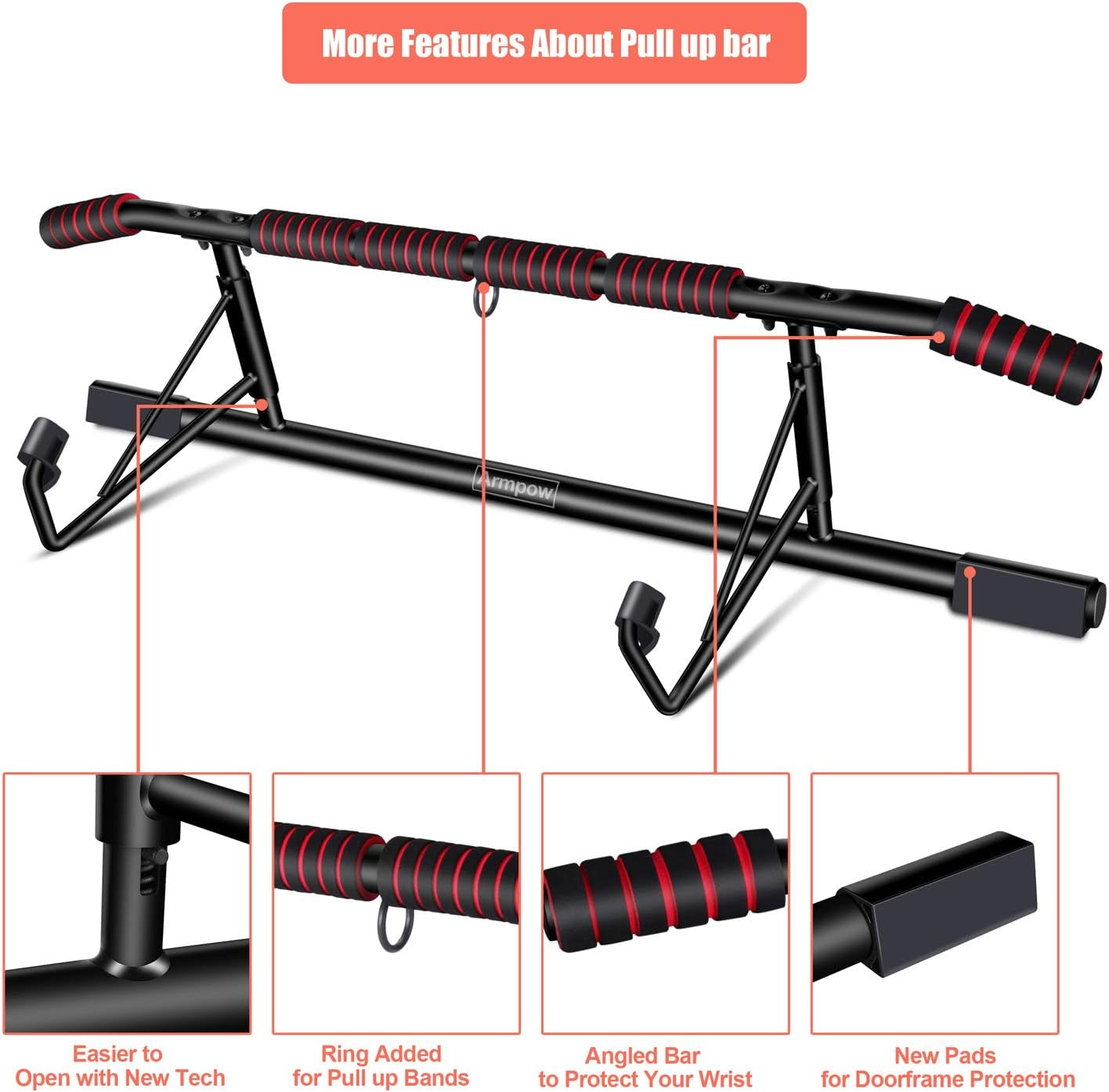 Pull up Bar Chin up Bar for Doorway, Multifunctional Pull-Up Bar, Workout Pullups Bar for Home Gym Upper Body Workout